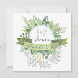 Invitation Joli Eucalyptus accrochant le Baby shower des vign