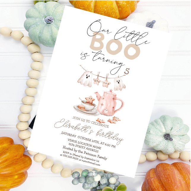 Invitation Joli Fantôme à l'aquarelle Boo Anniversaire Hallow (Créateur téléchargé)