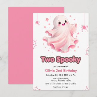 Invitation Joli Fantôme Deux Anniversaire Halloween Effrayant