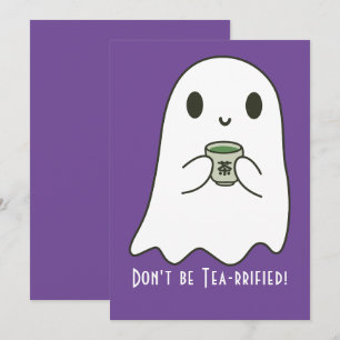 Invitation Joli fantôme souriant & Kanji thé japonais Blank