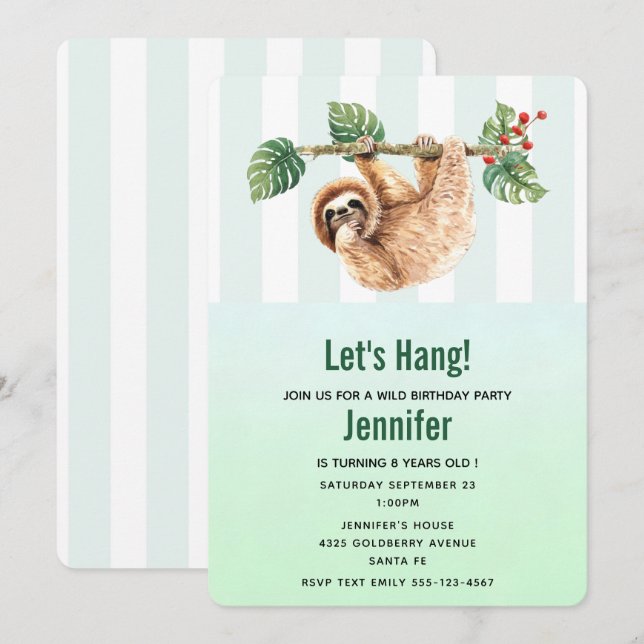 Invitation Joli fentes accroché à l'aquarelle vers le bas Ann (Devant / Derrière)