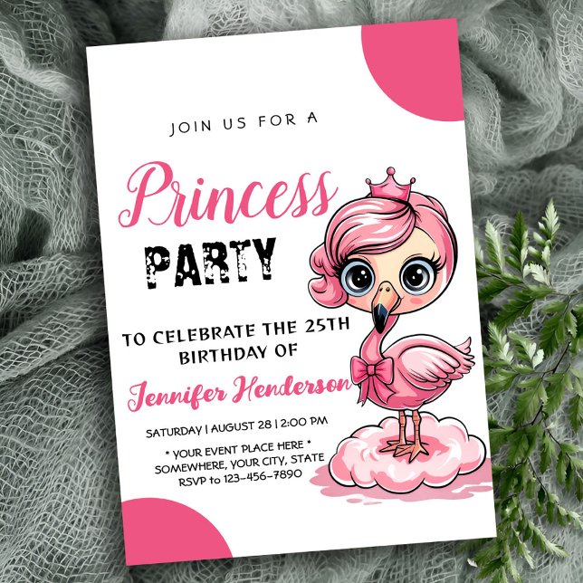 Invitation Joli flamant avec couronne d'anniversaire (Créateur téléchargé)