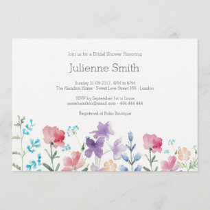 Invitation Joli Fleur sauvage Belle Fête des mariées Florale