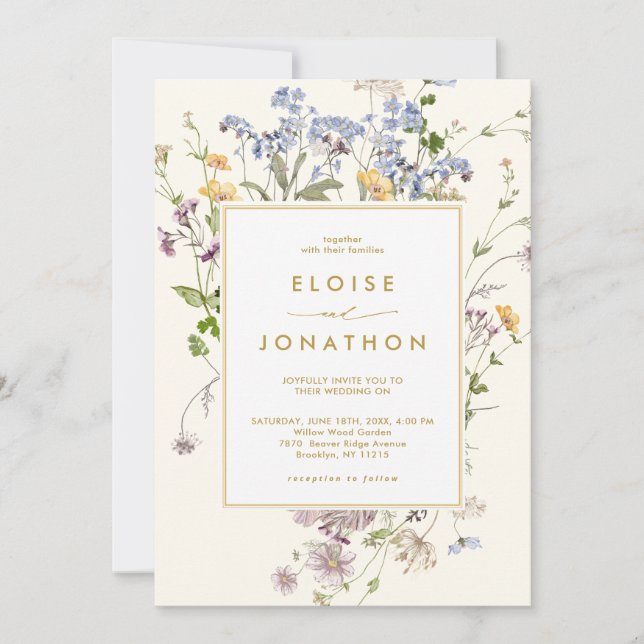 Invitation Joli Fleur sauvage de printemps Meadow Gold Chic M (Devant)
