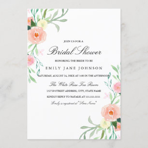 Invitation Joli Fleur sauvage Fête des mariées  aquarelle Inv