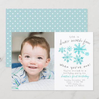 Invitation Joli flocon d'hiver premier anniversaire photo inv