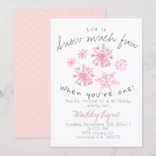 Invitation Joli flocon rose d'hiver 1er anniversaire invitati
