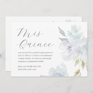 Invitation Joli Floral 15e Anniversaire Quinceañera QR Code