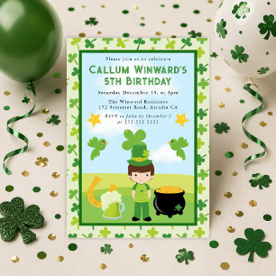 Invitation Joli garçon brun St Patrick Enfants Anniversaire