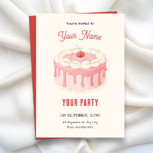 Invitation Joli gâteau cerise
