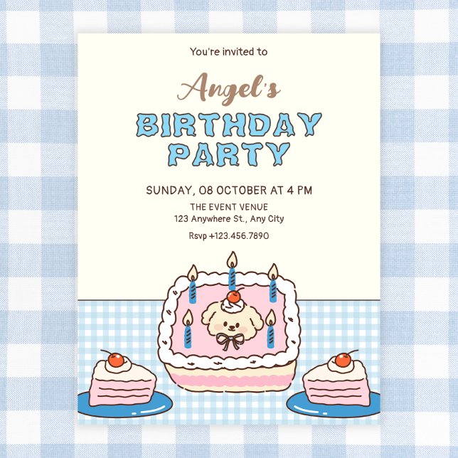 Invitation Joli gâteau d'anniversaire  (Créateur téléchargé)