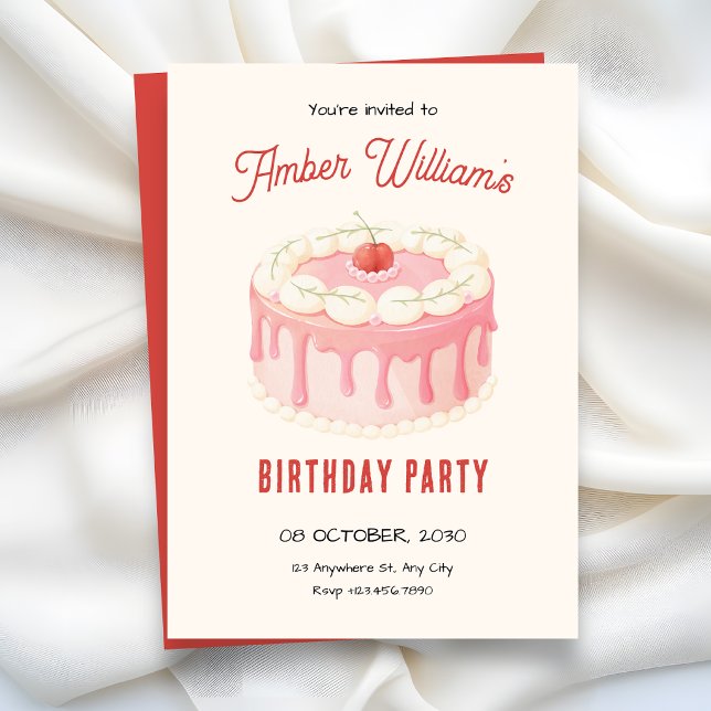 Invitation Joli gâteau d'anniversaire  (Créateur téléchargé)