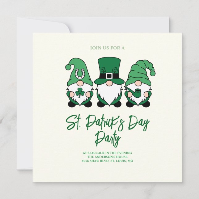 Invitation Joli gnome de la Saint-Patrick (Devant)