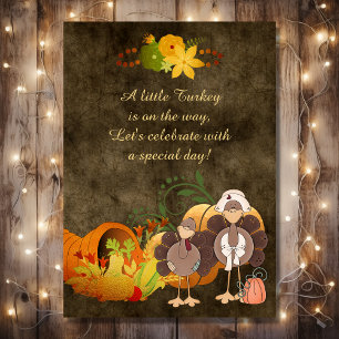 Invitation Joli Golden Thanksgiving Boy Turquie Baby shower