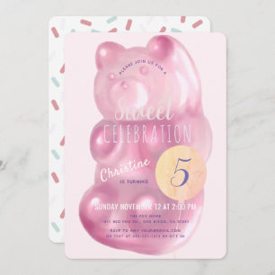 Invitation Joli Gummy Rose Ours Doux Fille Bonbon Anniversair