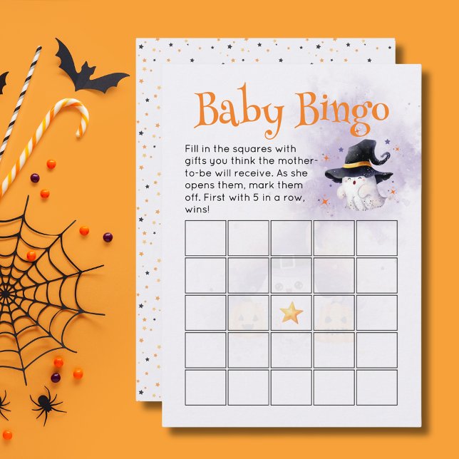 Invitation Joli Halloween Petit Boo Baby shower bébé Bingo (Créateur téléchargé)