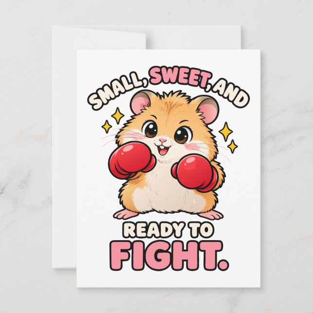 Invitation Joli hamster de boxe prêt à se battre (Devant)