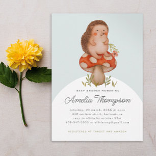 Invitation Joli Hérisson Aquarelle Sur Un Baby shower De Cham