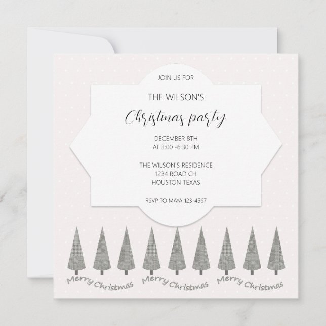 Invitation Joli Houndstooth Moderne Joyeux Noël (Devant)