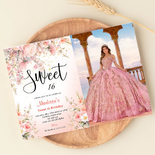 Invitation Joli Jardin Fleur sauvage Aquarelle Sweet 16