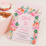 Invitation Joli jardin fleuri aquarelle arche Sweet 16<br><div class="desc">Annoncez votre prochain anniversaire Sweet 16 avec nos jolies invitations de jardin botanique sur rose clair, avec de jolies et charmantes fleurs roses, roses, bleu, pourpre et jaune fleuris avec verdure. Le script de brosse moderne ajoute une touche d'élégance à ces invitations uniques qui sont parfaites pour toute fête à...</div>