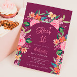 Invitation Joli jardin fleuri aquarelle arche Sweet 16<br><div class="desc">Annoncez votre prochain anniversaire Sweet 16 avec nos jolies invitations de jardin botanique sur violet foncé, avec de jolies et charmantes fleurs roses, roses, bleu, violet et jaune fleuris avec la verdure. Le script de brosse moderne ajoute une touche d'élégance à ces invitations uniques qui sont parfaites pour toute fête...</div>