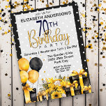 Invitation Joli Jaune et Noir 70e anniversaire<br><div class="desc">Jolie présentation jaune et noir, ballons et fleurs Invitations d'anniversaire 70e. Il Est Facile De Changer L'Exemple De Texte En Vous Propre En Cliquant Sur Personnaliser. Cliquez Sur Personnaliser/Modifier Avec L'Outil De Création Pour Modifier Le Type De Police, La Couleur De Police, La Taille De Police, Ou Pour Ajouter/Supprimer/Modifier Le...</div>