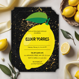 Invitation Joli Jaune Lemon Gold Parties scintillant Baby sho