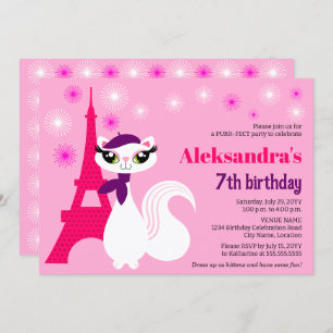Invitation Joli Kitty Paris Rose Anniversaire