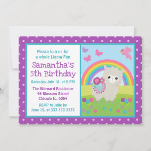 Invitation Joli Lama Floral de Printemps et Anniversaire Arc-