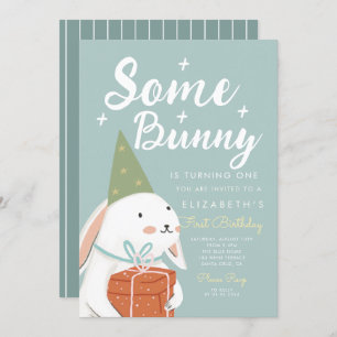 Invitation Joli lapin blanc Un lapin devient un Anniversaire