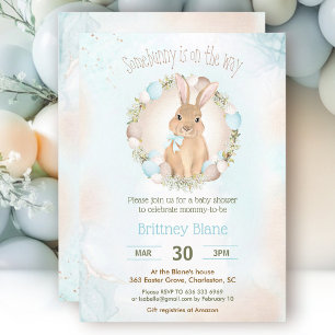 Invitation Joli lapin de Pâques Elégant Baby shower Garçon Bl