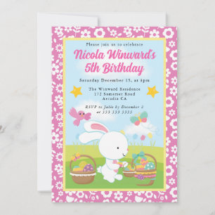 Invitation Joli lapin de Pâques Printemps Anniversaire Enfant