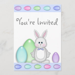Invitation Joli lapin et oeufs colorés Garçons de Pâques Anni