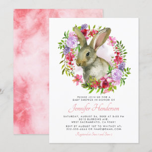 Invitation Joli lapin lapin de Pâques Baby shower de fleurs r