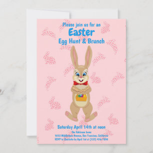 Invitation Joli lapin Pâques Chasse aux oeufs Brunch Party