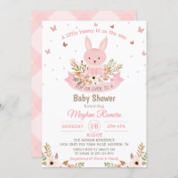 Joli lapin rose avec Baby shower de fleurs