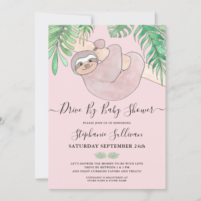 Invitation Joli Lecteur De Fentes Rose Par Baby shower (Devant)