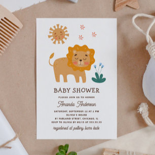 Invitation Joli lion. Funny zoo safari baby shower animal
