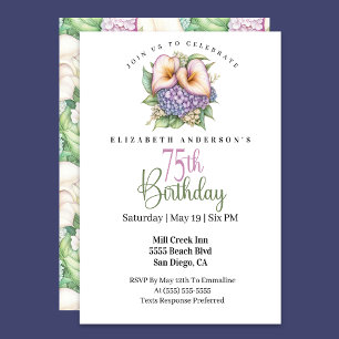 Invitation Joli Lys Calla Pastel pour 75e Anniversaire