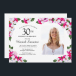 Invitation Joli Magenta rose blanc Photo 30e anniversaire<br><div class="desc">Un cadre élégant de panneaux d'aquarelle entoure les détails de votre fête du 30e anniversaire et la photo. Le magenta, rose et blanc, lumineux et coloré est parfait pour un anniversaire de printemps ou d'été. Tout le texte est modifiable pour que vous puissiez créer la bonne image. L'arrière de l'invitation...</div>