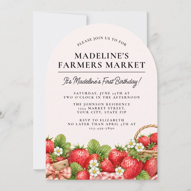 Invitation Joli Marché de Producteurs de Fraises pour le Prem (Devant)