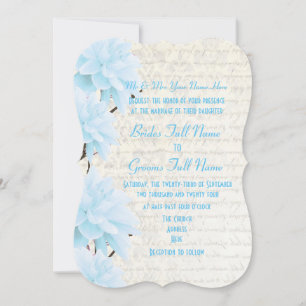 Invitation Joli mariage à fleurs bleu pastel pâle féminin