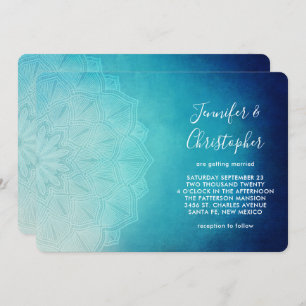 Invitation Joli Mariage Abstrait Mandala bleu