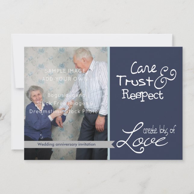 Invitation Joli mariage anniversaire photo amour confiance (Devant)