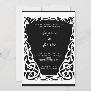 Invitation Joli Mariage Art déco noir et blanc