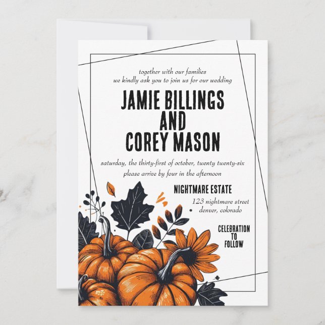 Invitation Joli Mariage Citrouille (Devant)