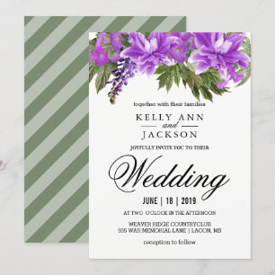 Invitation Joli Mariage de fleurs violettes