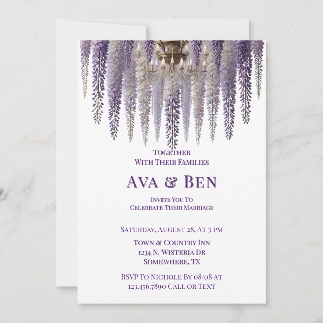 Invitation Joli Mariage de lustre de Wisteria violet (Devant)