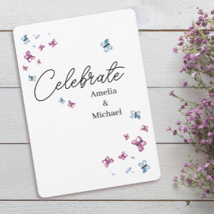 Invitation Joli Mariage de papillon bleu rose